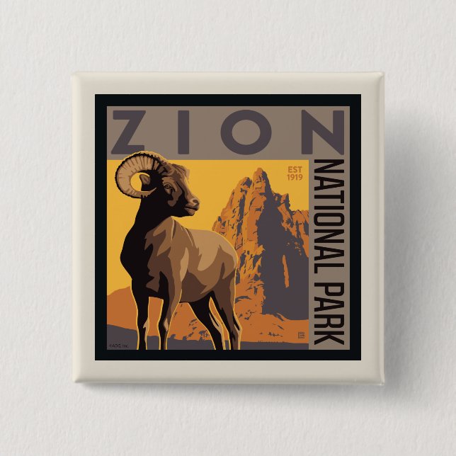 Zion National Park | Ram 15 Cm Square Badge (Front)
