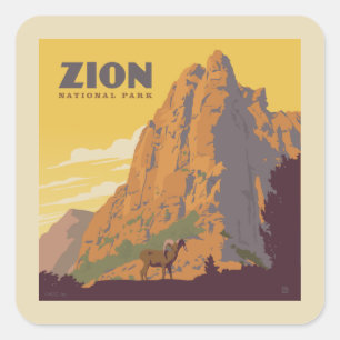 Zion National Park   Ram Square Sticker