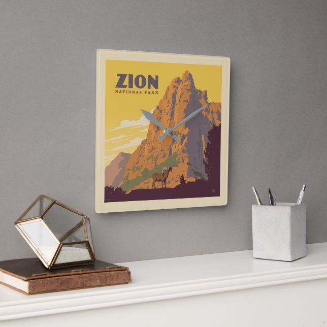 Zion National Park | Ram Square Wall Clock (Office)