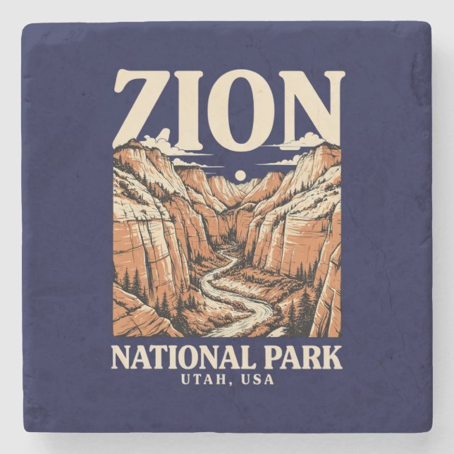 Zion National Park Red Cliffs Stone Coaster (Front)