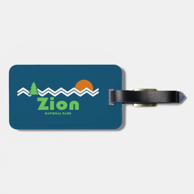Zion National Park Retro Luggage Tag (Back Horizontal)