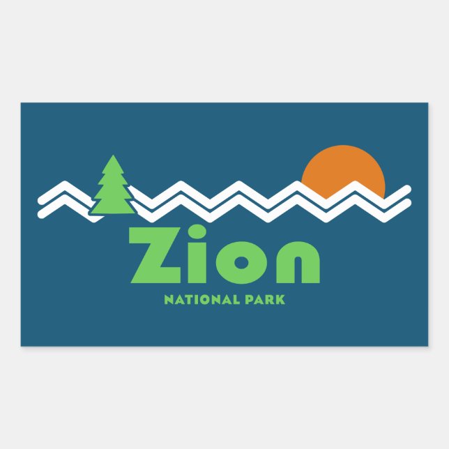 Zion National Park Retro Rectangular Sticker (Front)