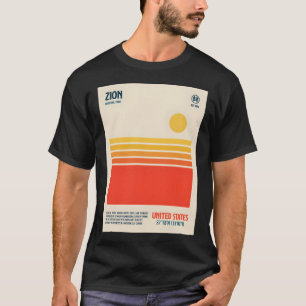 Zion National Park Retro Travel Art  T-Shirt
