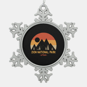 Zion National Park Snowflake Pewter Christmas Ornament