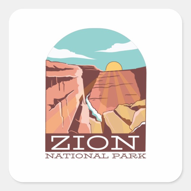 Zion National Park Square Sticker (Front)