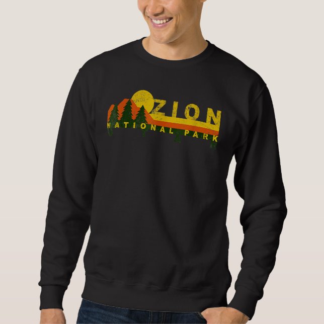 Zion National Park Sunny Mountain Treeline Sweatshirt (Front)
