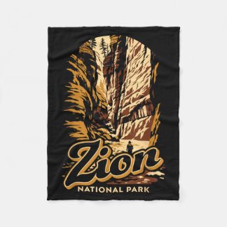 Zion National Park The Narrows Distressed Fleece Blanket