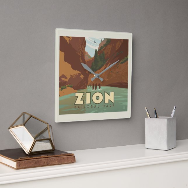 Zion National Park | The Narrows Square Wall Clock (Office)