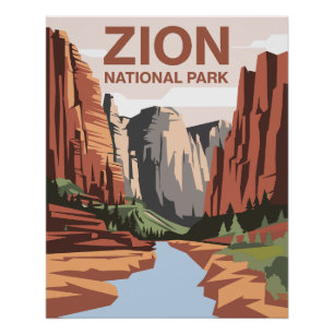 Zion National Park Travel Art Poster