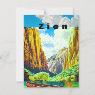 Zion National Park Travel Poster, Zion Utah Travel Postcard
