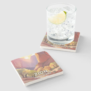 Zion National Park   Travel Watercolor Stone Coaster