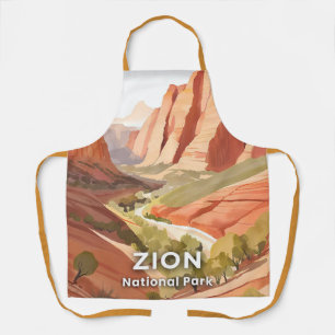 Zion National Park Travel Watercolor Valley Apron