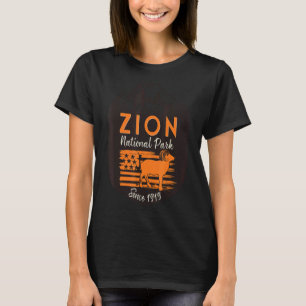 Zion National Park US Flag Bighorn Sheep Mountains T-Shirt