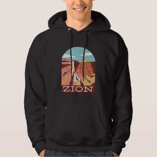 Zion National Park USA Skyline Silhouette Outline Hoodie