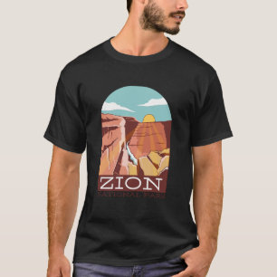 Zion National Park USA Skyline Silhouette Outline  T-Shirt