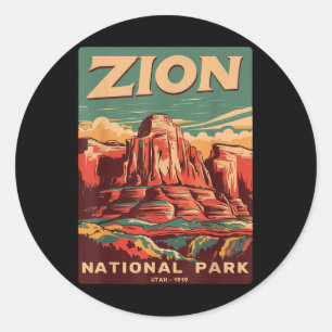 Zion National Park Utah Angels Landing Vintage Hik Classic Round Sticker