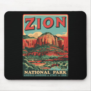 Zion National Park Utah Angels Landing Vintage Hik Mouse Pad