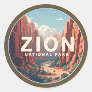Zion National Park Utah Classic Round Sticker