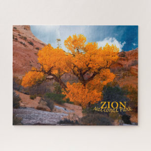 Zion National Park Utah Golden Autumn Tree Jigsaw Puzzle