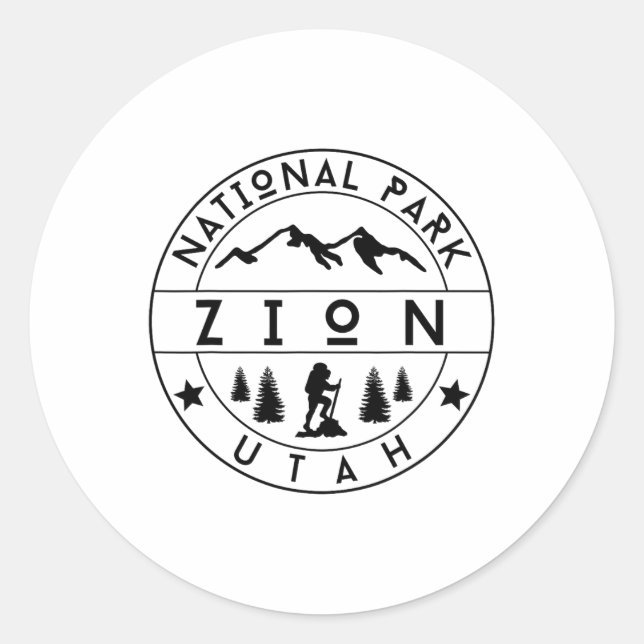 Zion National Park Utah Hiker Nature Hiking Outdoo Classic Round Sticker (Front)