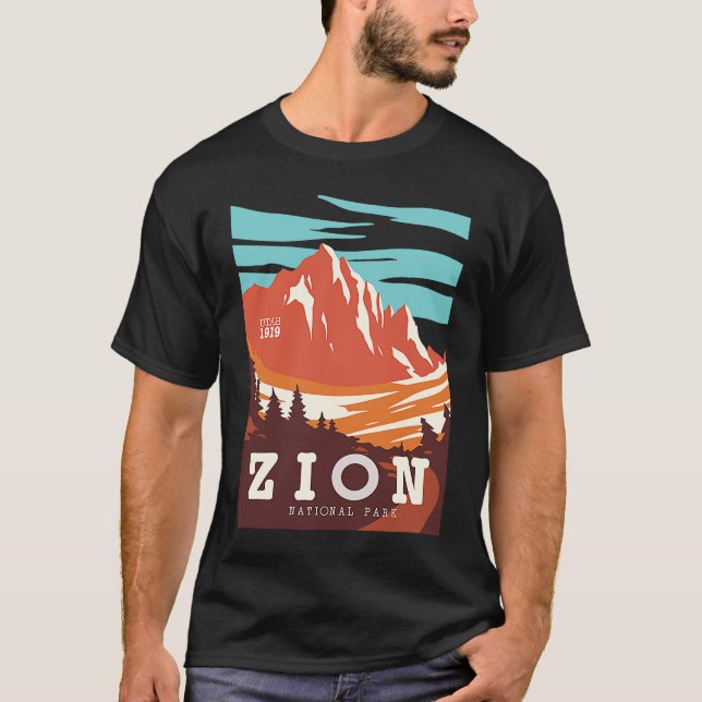 Zion National Park Utah Hiking Travel Poster  Idea T-Shirt (Front)