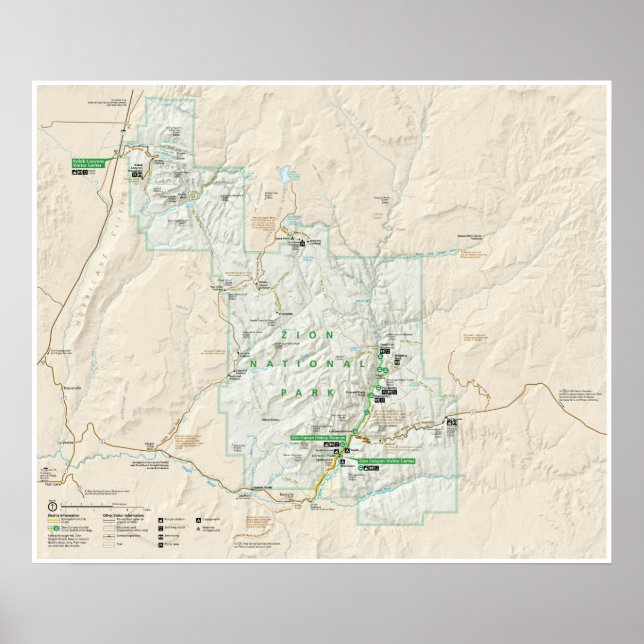 Zion National Park (Utah) map poster (Front)