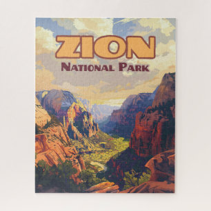 Zion National Park Utah Moab Canyon Retro Jigsaw Puzzle