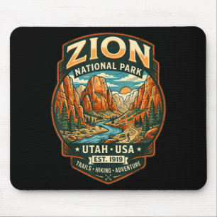 Zion national park utah retro canyon hiking mouse pad