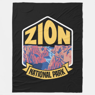 Zion National Park Utah Retro Fleece Blanket