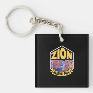 Zion National Park Utah Retro Key Ring