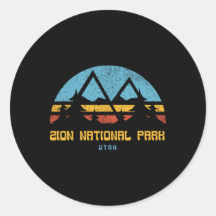 Zion National Park Utah Retro Vintage Hiking Gift Classic Round Sticker