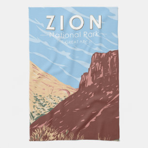 Zion National Park Utah The Great Arch Vintage Tea Towel