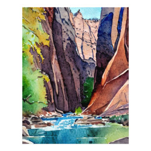Zion National Park Utah The Narrows by water colou Photo Print