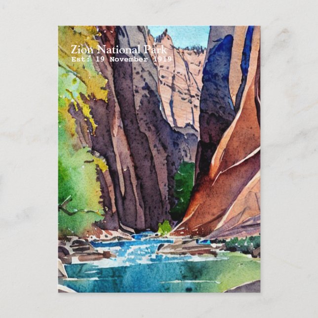 Zion National Park Utah The Narrows by water colou Postcard (Front)