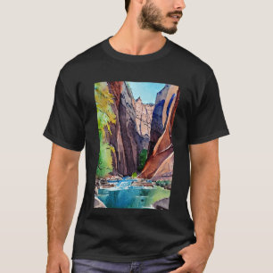 Zion National Park Utah The Narrows by water colou T-Shirt
