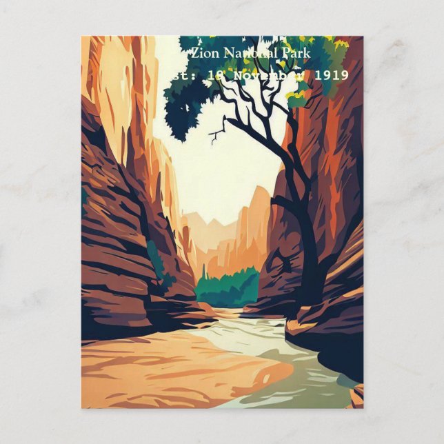 Zion National Park Utah The Narrows watercolor Holiday Postcard (Front)