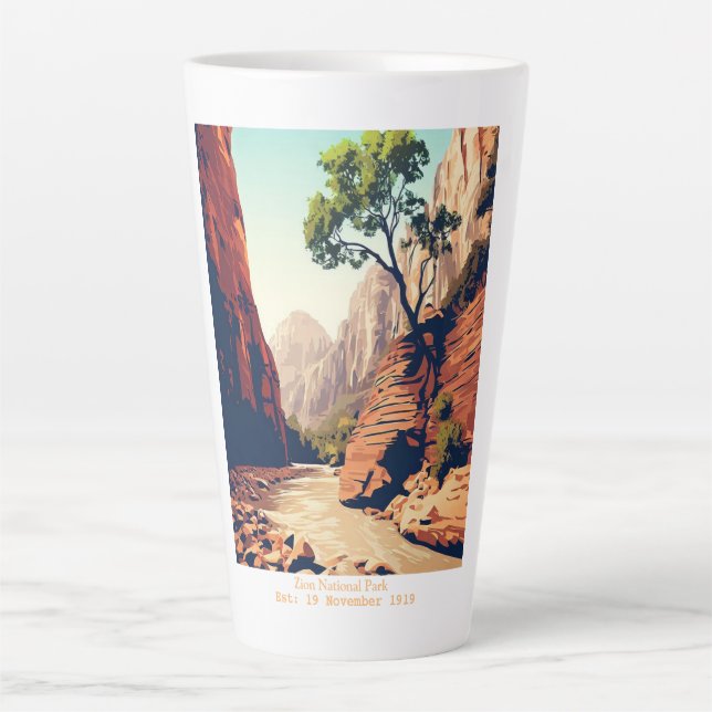 Zion National Park Utah The Narrows watercolor Latte Mug (Front)