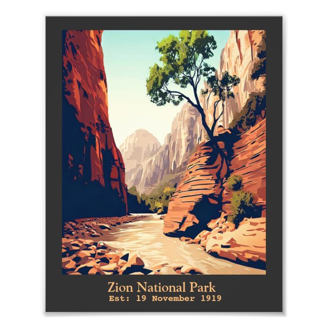 Zion National Park Utah The Narrows watercolor Photo Print (Front)