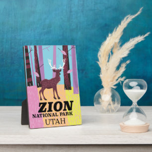 Zion national park Utah travel poster. Plaque
