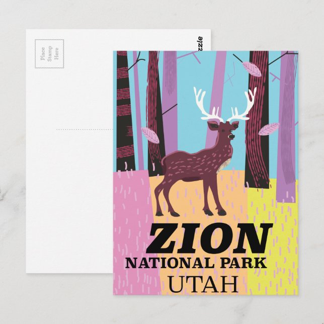 Zion national park Utah travel poster. Postcard (Front/Back)