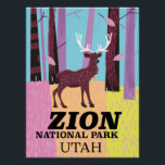 Zion national park Utah travel poster. Poster<br><div class="desc">Zion national park Utah beautiful vintage style travel poster.</div>