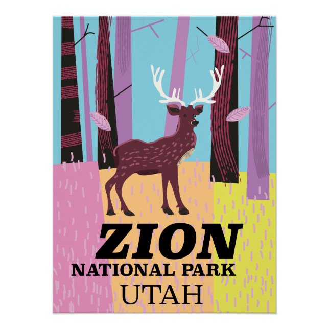 Zion national park Utah travel poster. Poster (Front)