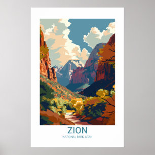 Zion National Park Utah USA National Park Poster