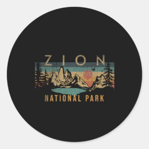 Zion National Park Utah Usa Outdoor Vintage  Classic Round Sticker