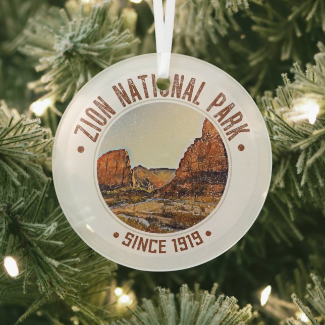Zion National Park Utah USA Outdoors Distressed Glass Tree Decoration (Insitu)