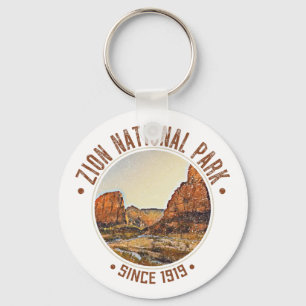 Zion National Park Utah USA Outdoors Distressed Key Ring