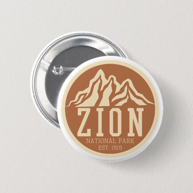 Zion National Park Utah USA Outdoors Retro 6 Cm Round Badge (Front & Back)