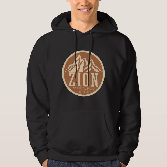 Zion National Park Utah USA Outdoors Retro Hoodie (Front)