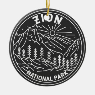 Zion National Park Utah Vintage Monoline Ceramic Ornament