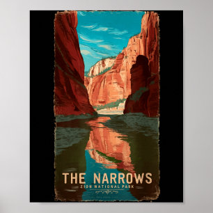 Zion national park utah vintage the narrows poster